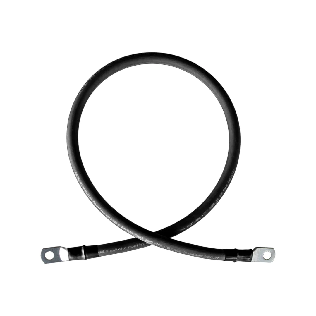1/0 Gauge (AWG) Black and Red Pure Copper Battery Cable Wire with Lug Connector Ring Terminals - Image 3