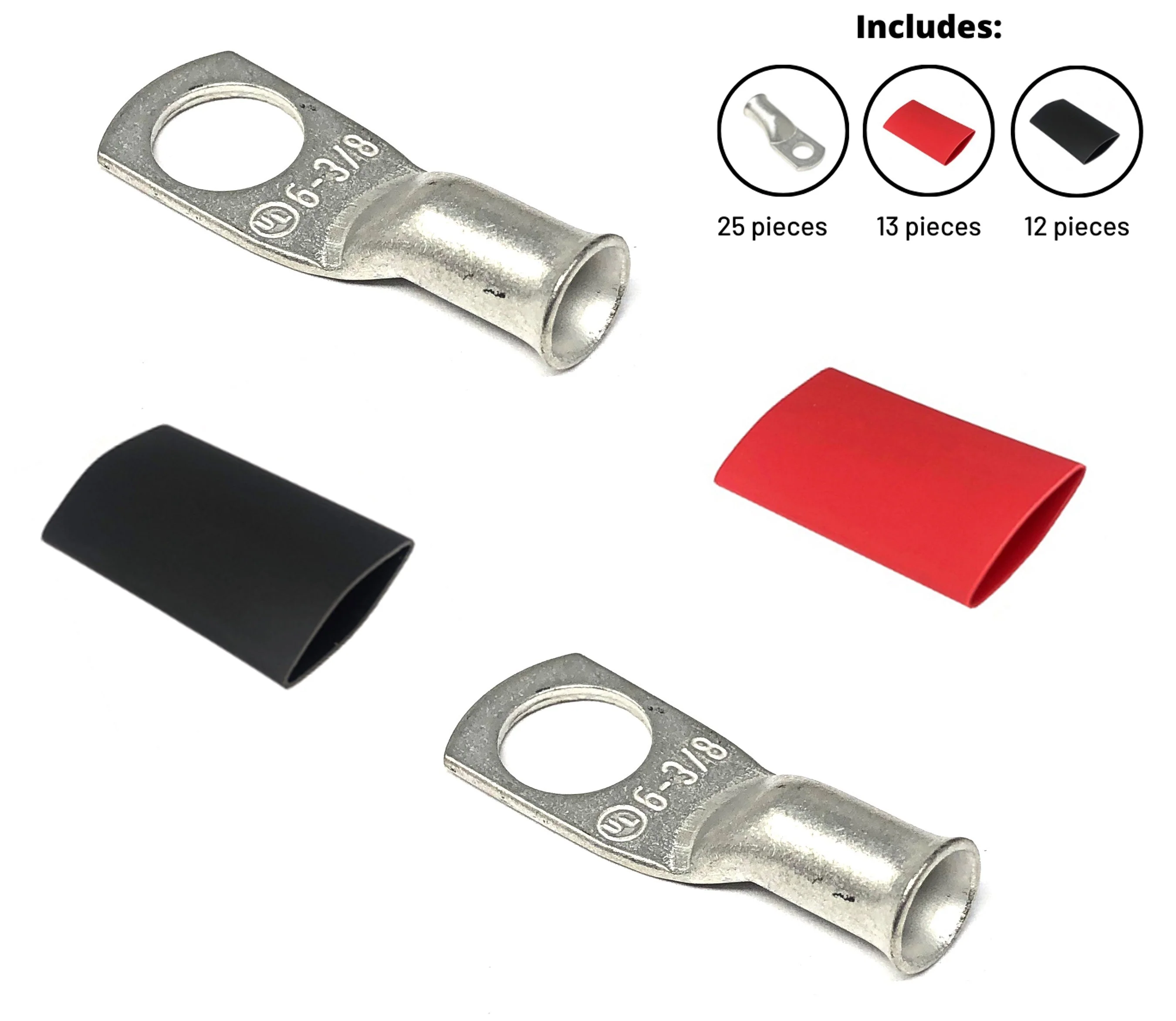6 Gauge Cable Lugs with Heat Shrink Tubing Kit - Image 2