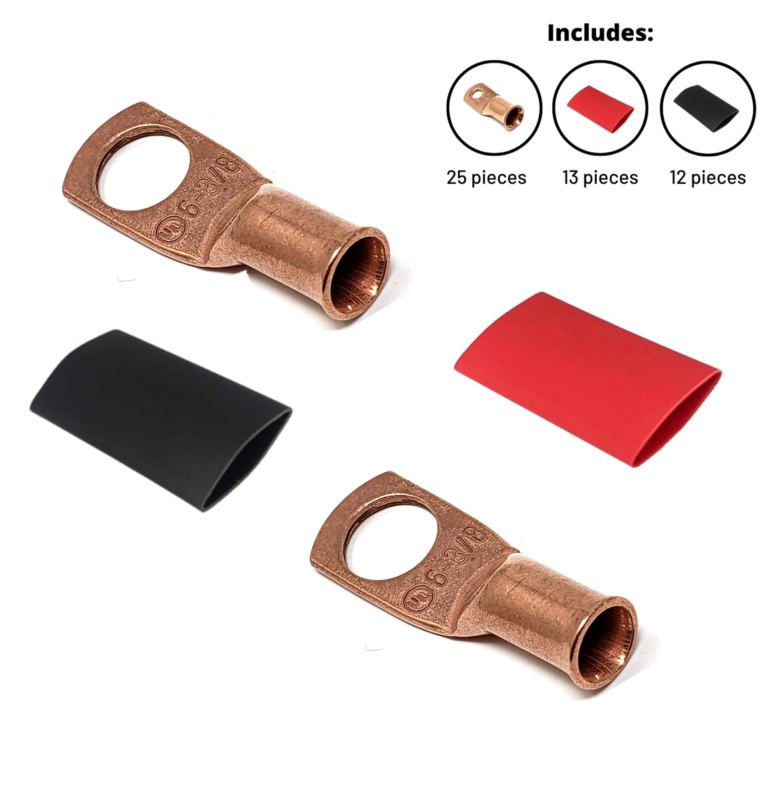 6 Gauge Cable Lugs with Heat Shrink Tubing Kit - Image 6