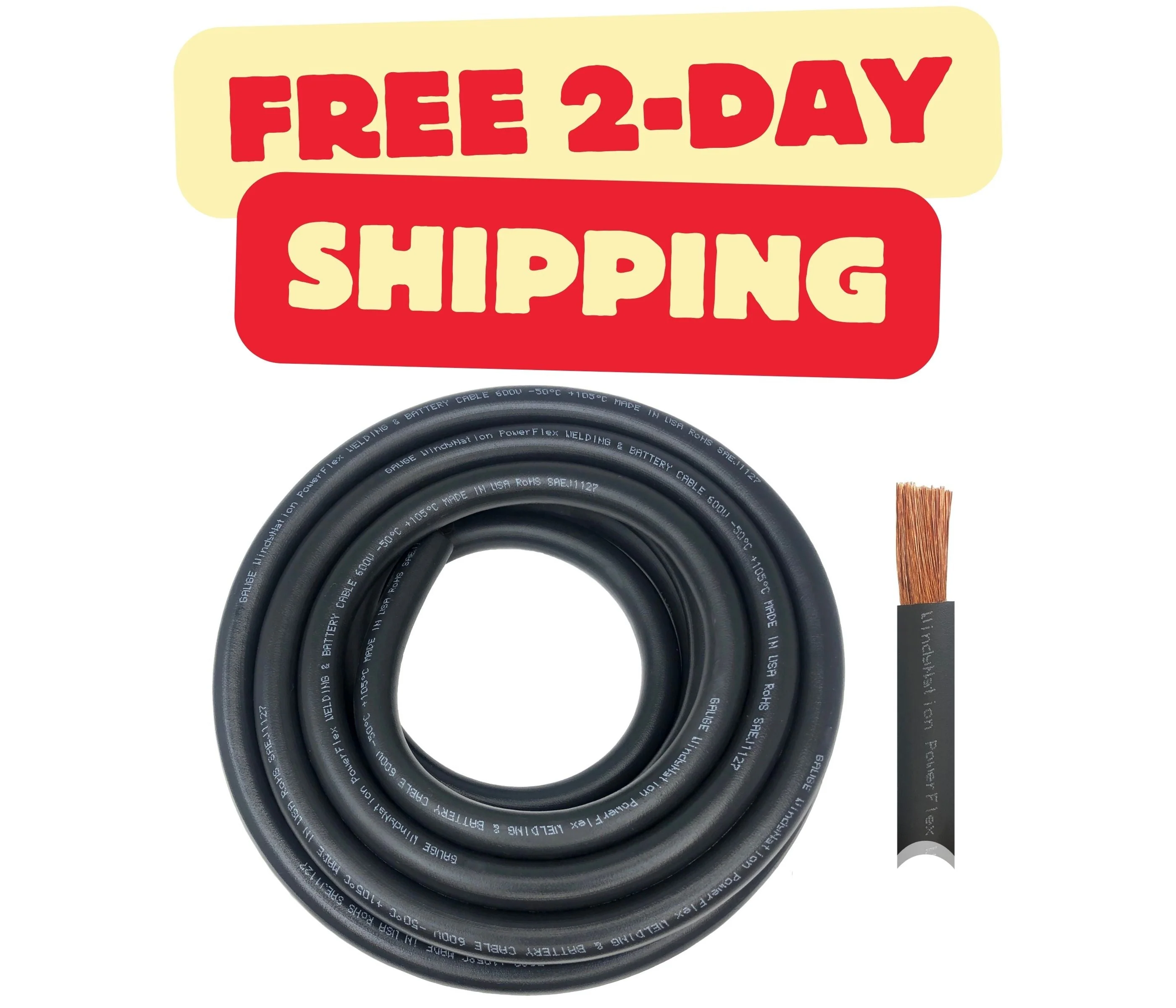 6 Gauge Pure Copper Ultra Flexible Welding & Battery Cable - Image 2