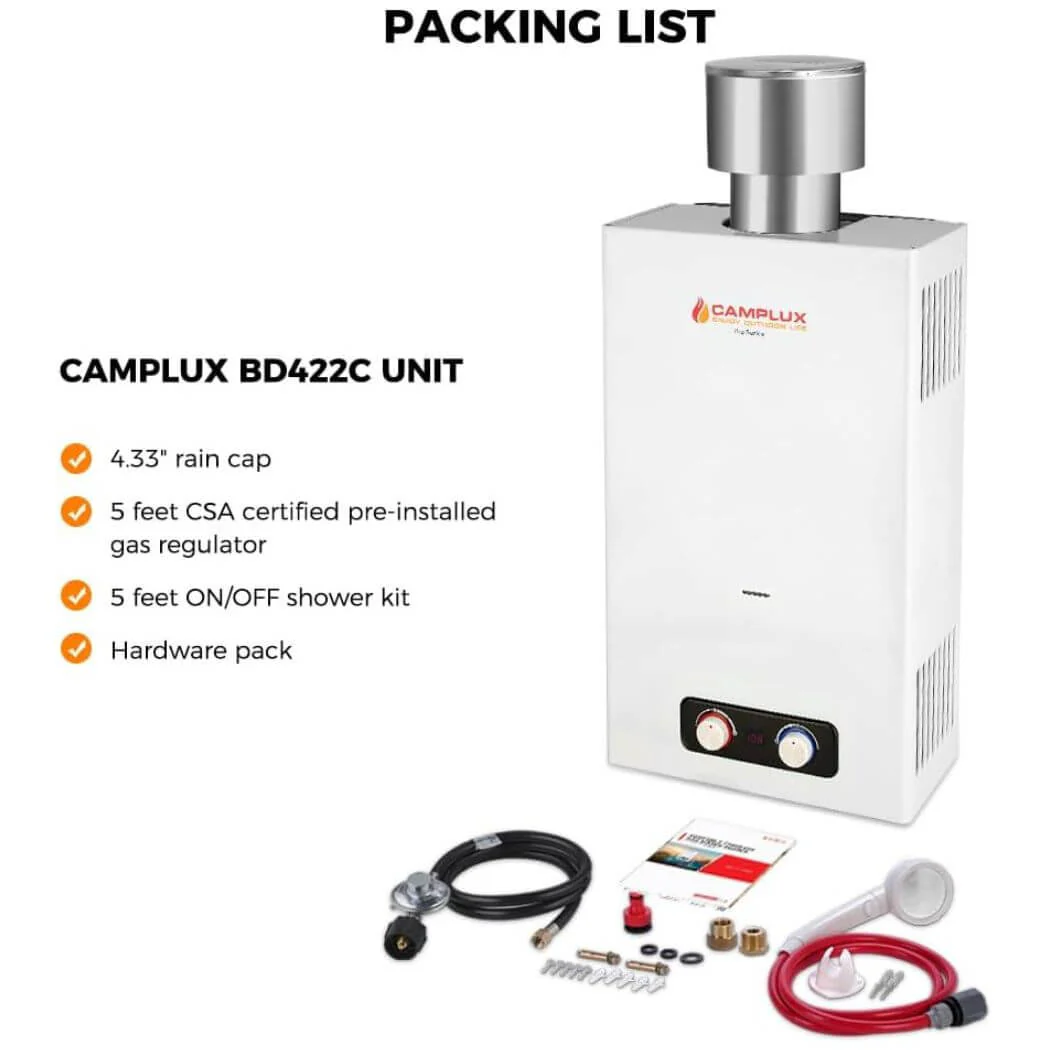 Camplux BD422C On Demand Water Heater Propane With Rain Cap - Image 8