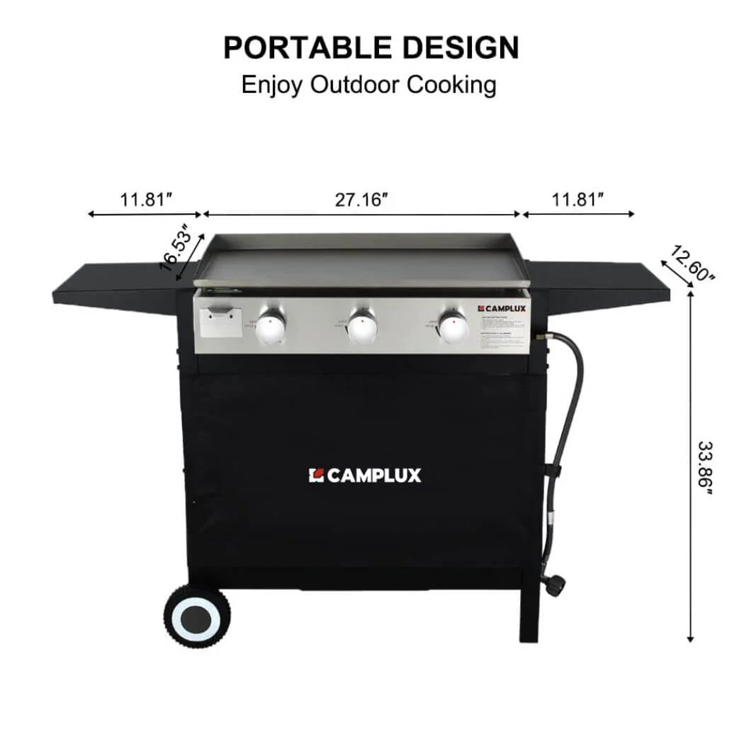 Camplux Outdoor Gas Griddle Grill Combo 3 Burner ,Camping and Tailgating 33,000 BTU w/ 20 LB LP Connector - Image 5