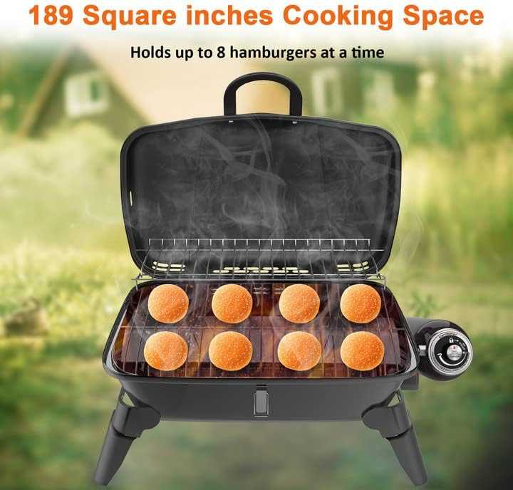 Camplux Portable Gas Grill 189 Square Inches, Small Propane Grill for Camping, Outdoor Cooking - Image 3