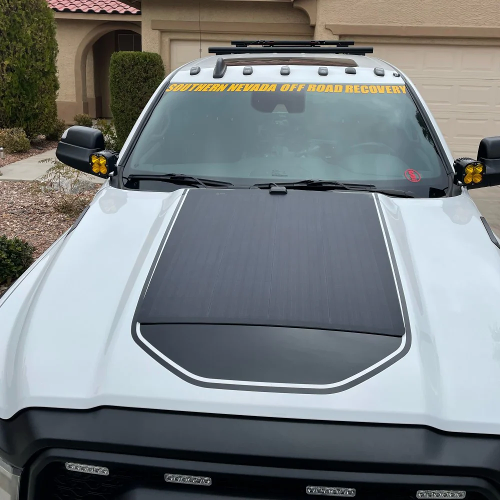 Dodge Ram HD 5th Gen (2019 to Present) LensunSolar 100W Hood Solar Panel - Image 5