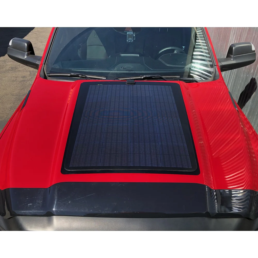 Dodge Ram HD 5th Gen (2019 to Present) LensunSolar 100W Hood Solar Panel - Image 6