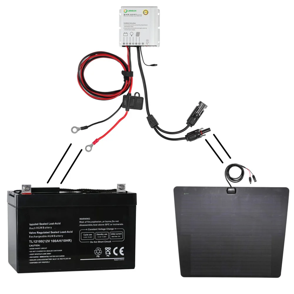 Dodge Ram HD 5th Gen (2019 to Present) LensunSolar 100W Hood Solar Panel - Image 7