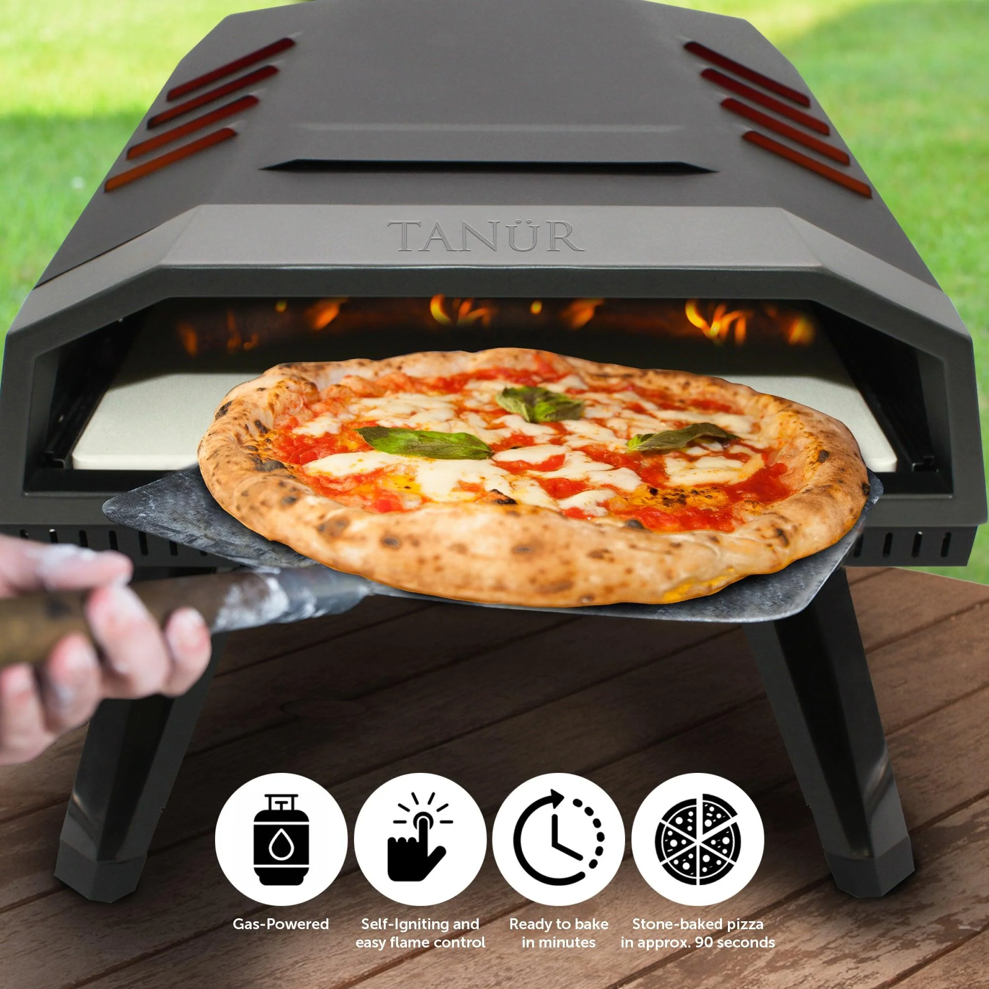Flame King Outdoor Portable 12-inch Propane Pizza Oven Gas With Stone - Image 2