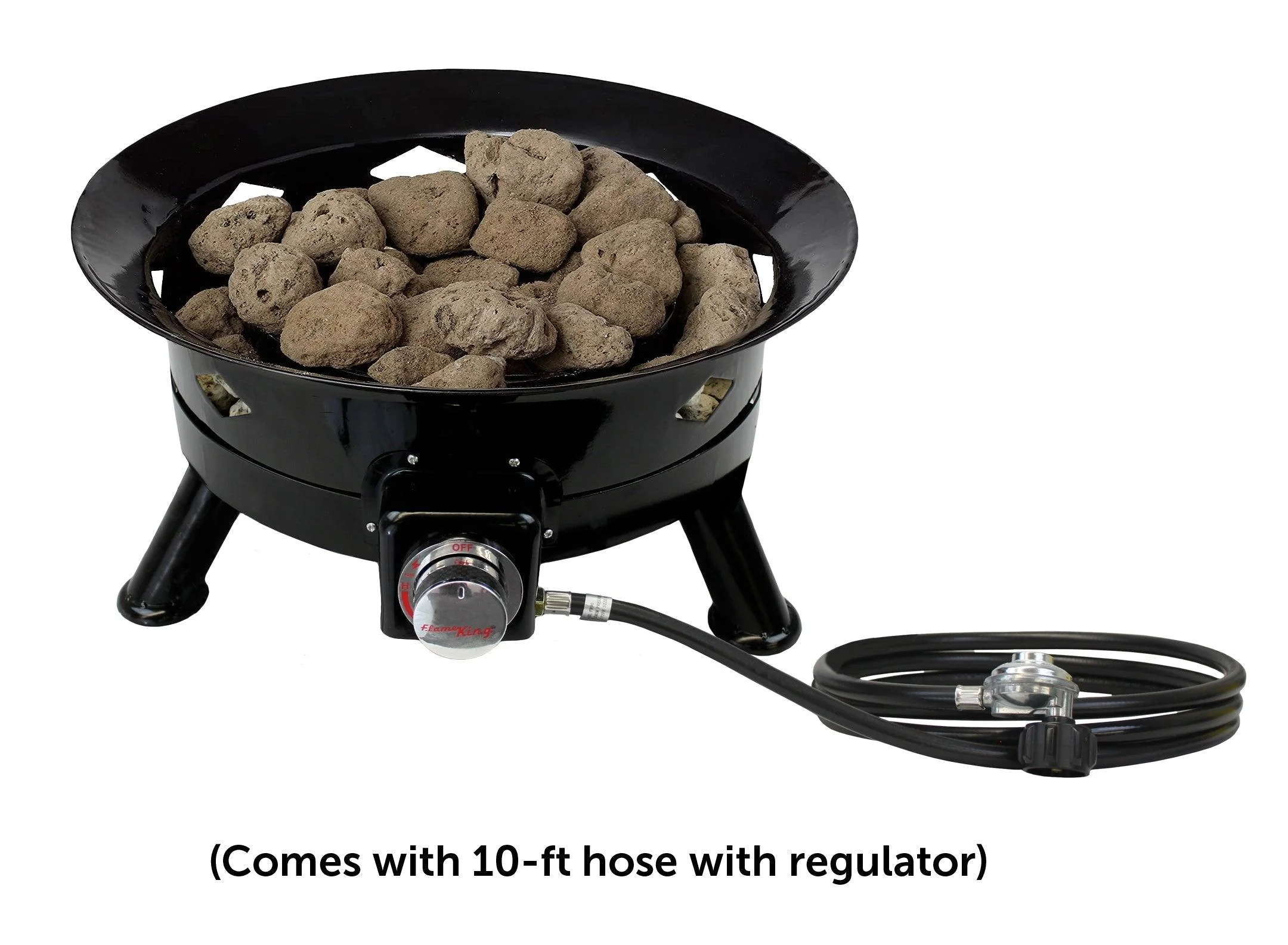 Flame King Outdoor Portable Propane Gas 24″ Fire Pit Bowl with Self Igniter Cover Carry Straps - Image 8