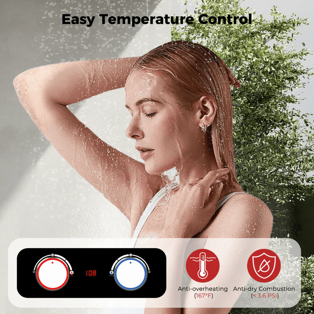 Tankless Water Heater, Camplux 2.64 GPM Outdoor Propane Water Heater, Gas Water Heater with 3.3 GPM Water Pump & Pipe Strainer for Camping, Cabins - Image 4
