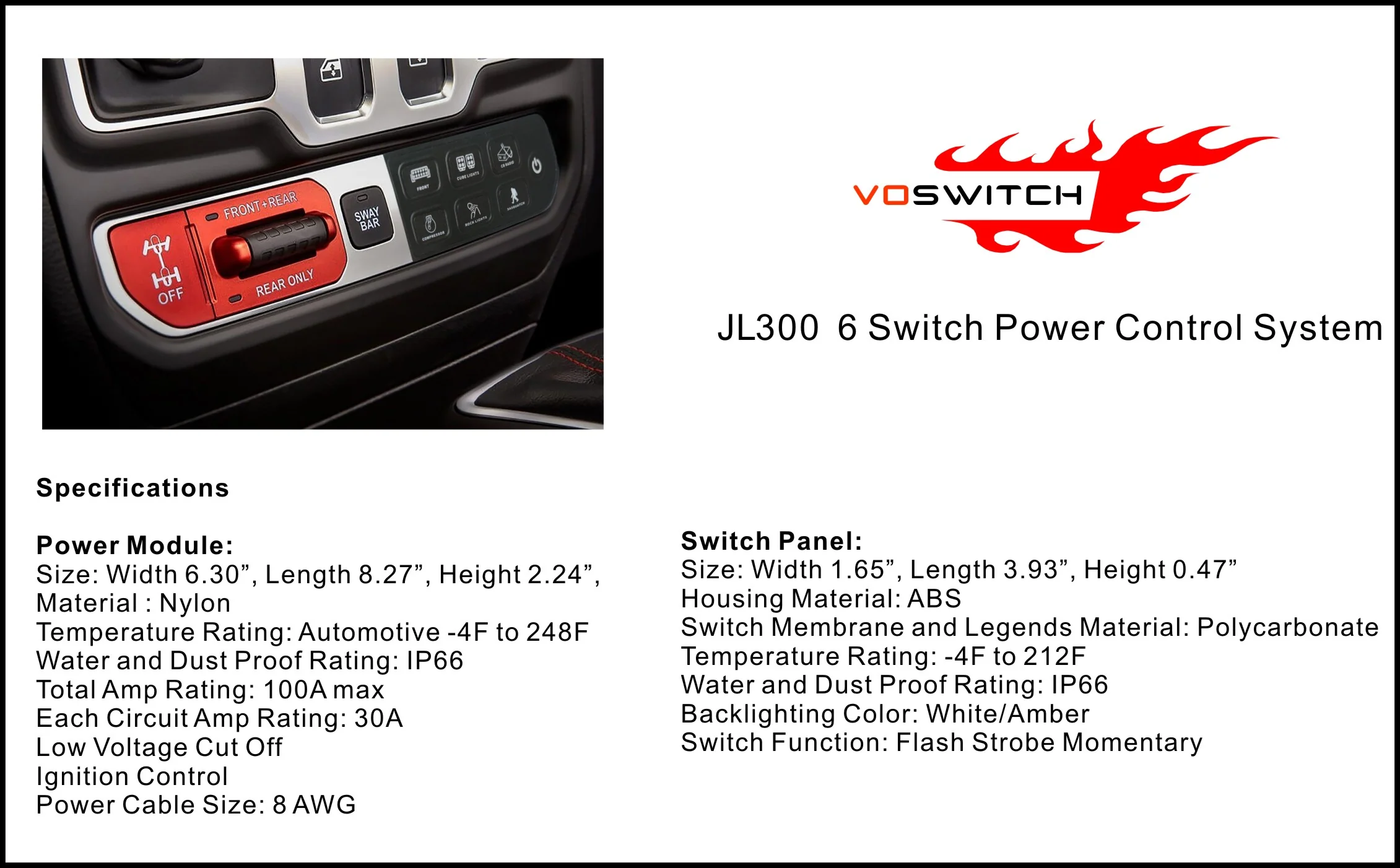 Voswitch JL300 Lower Dash Switch Panel for Jeep Wrangler JL 2018-Current and Gladiator 2020- Current - Image 6